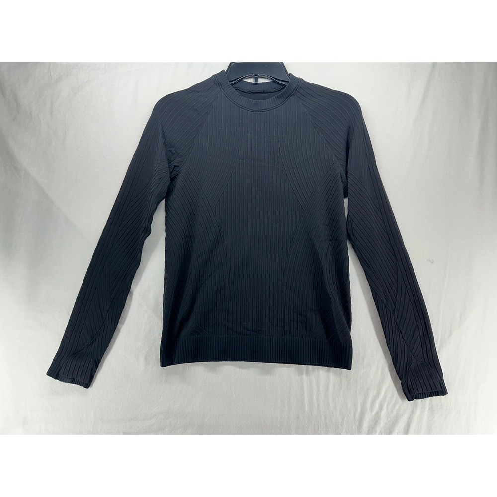 Lululemon Rest Less Ribbed Long Sleeve Top Black Crewneck Shirt Women‎ 2/4